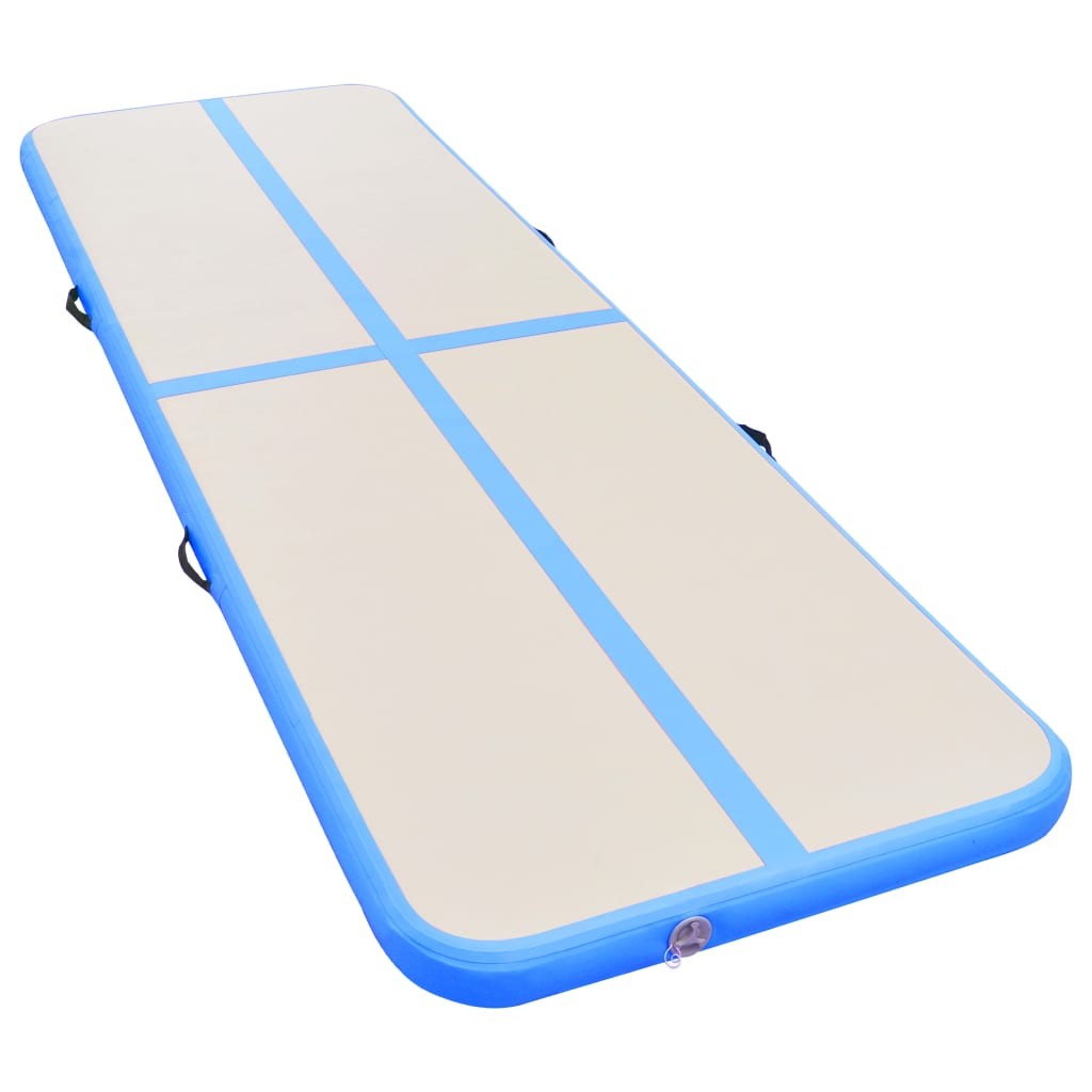 Inflatable Gymnastics Mat with Pump 600x100x10 cm PVC Blue 17 Inflatable Gymnastics Mat with Pump 600x100x10 cm PVC Blue